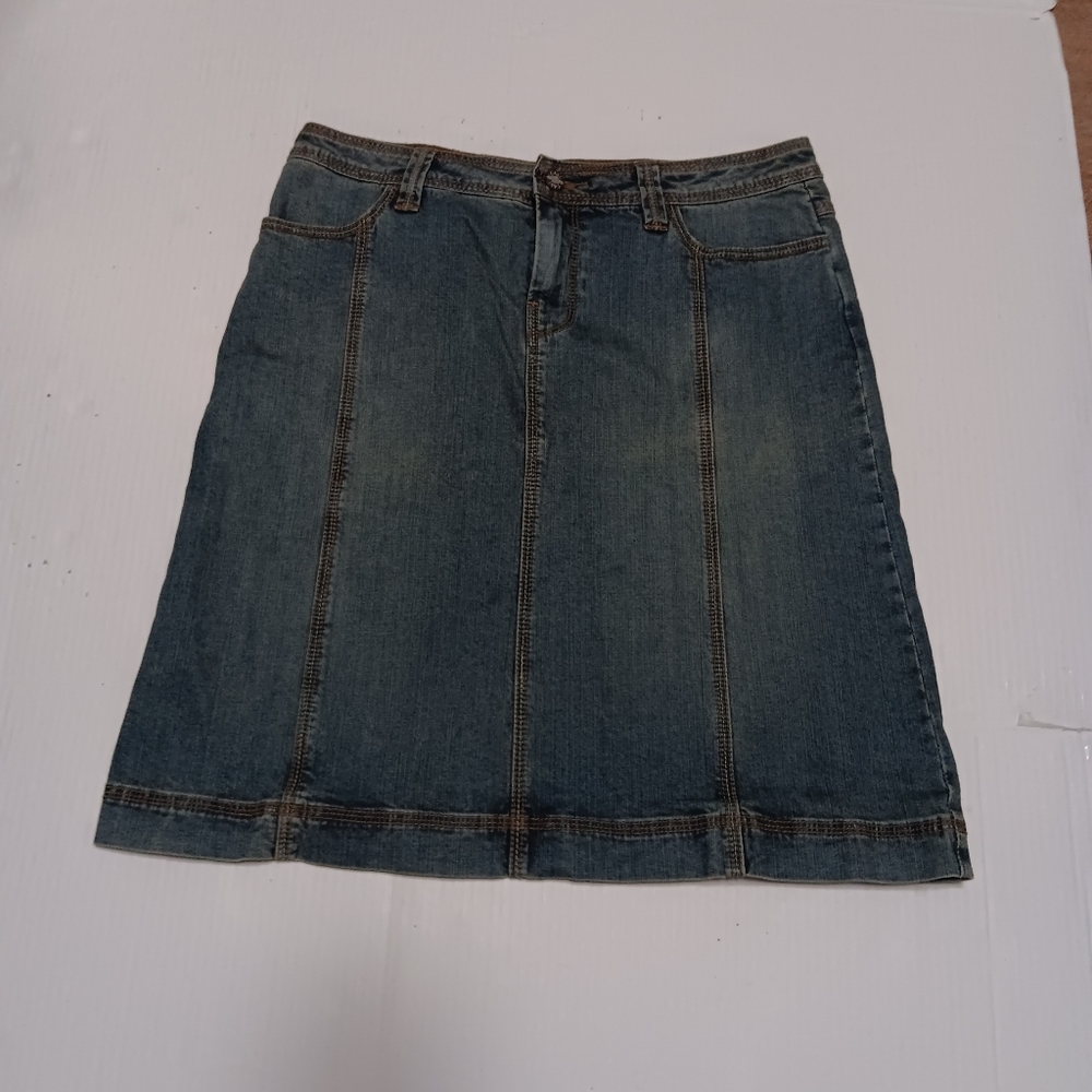 CAbi classic A-line stretch denim skirt, 8